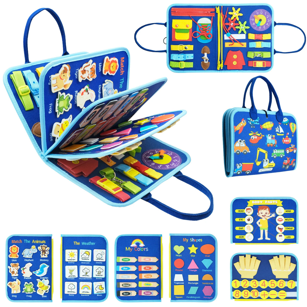 Montessori Busy Board for Toddlers, Sensory Life Skills Learning Toy