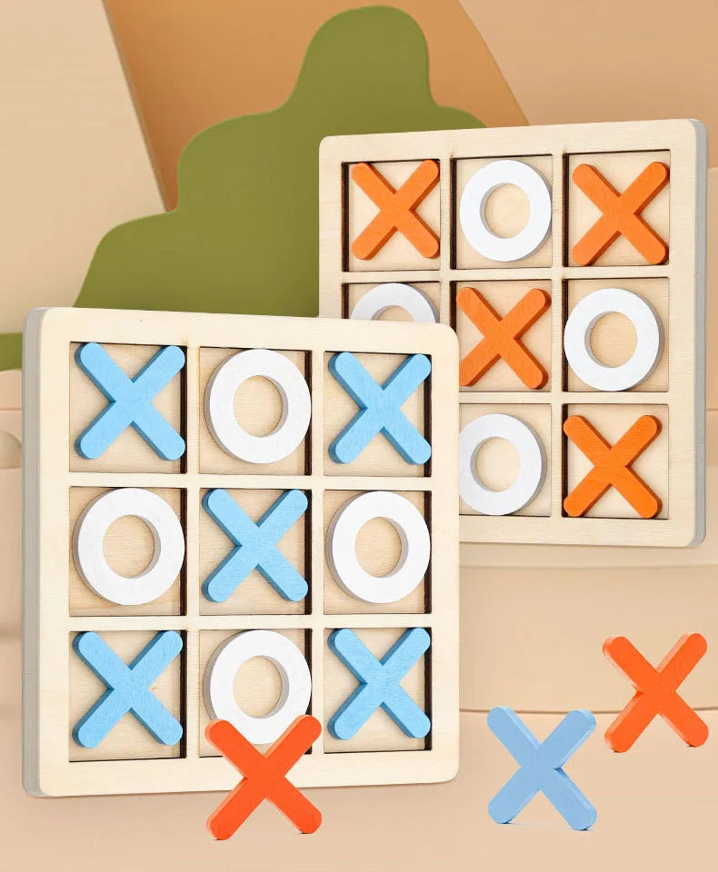 Wooden Tic Tac Toe Game – Kids XO Strategy Board