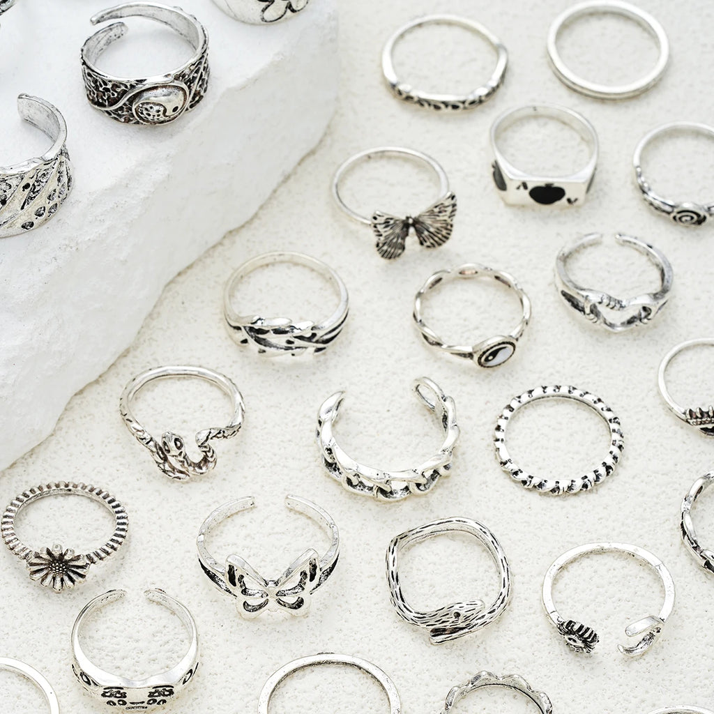 51-Piece Gothic Ring Set for Men & Women