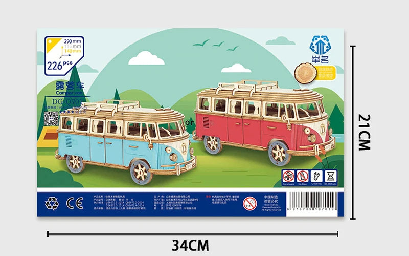 3D Wooden Puzzle Retro Campervan DIY Model Building Toy