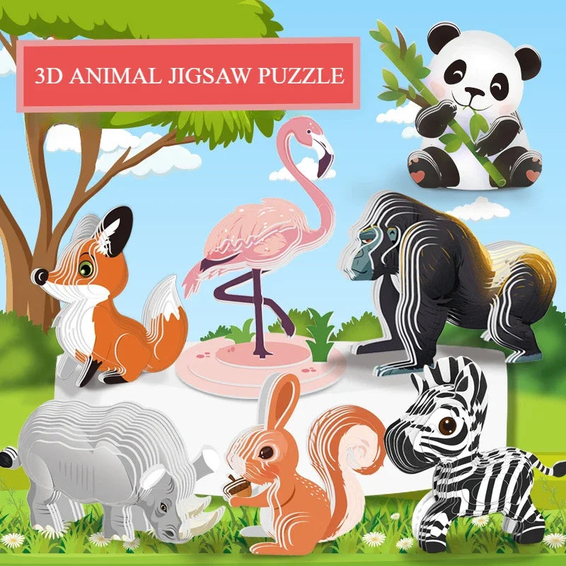 3D Dinosaur Puzzle DIY Paper Animal Model Assembly Toy