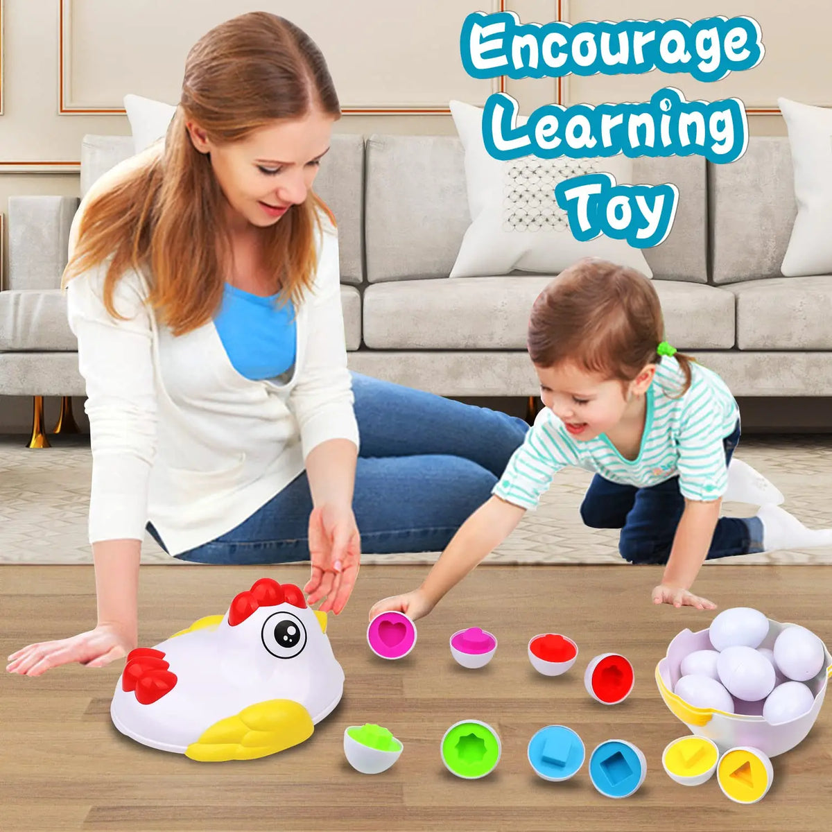 Montessori Matching Eggs 12-Piece Color & Shape Sorting Toy
