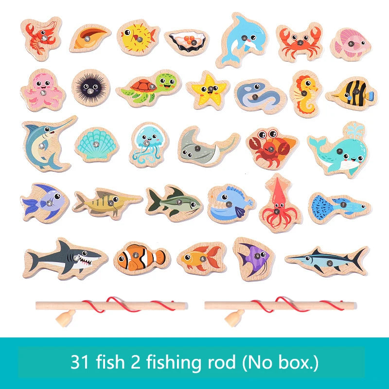 Wooden Magnetic Fishing Toy – Marine Life Learning Game