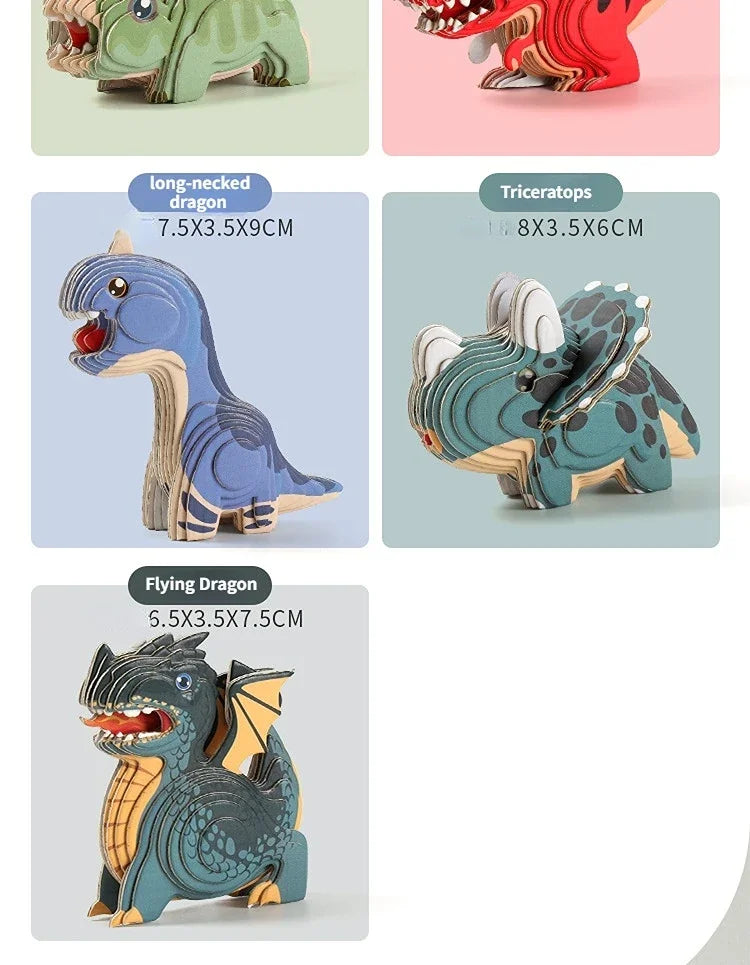 3D Dinosaur Puzzle Paper Animal Model Educational Toy