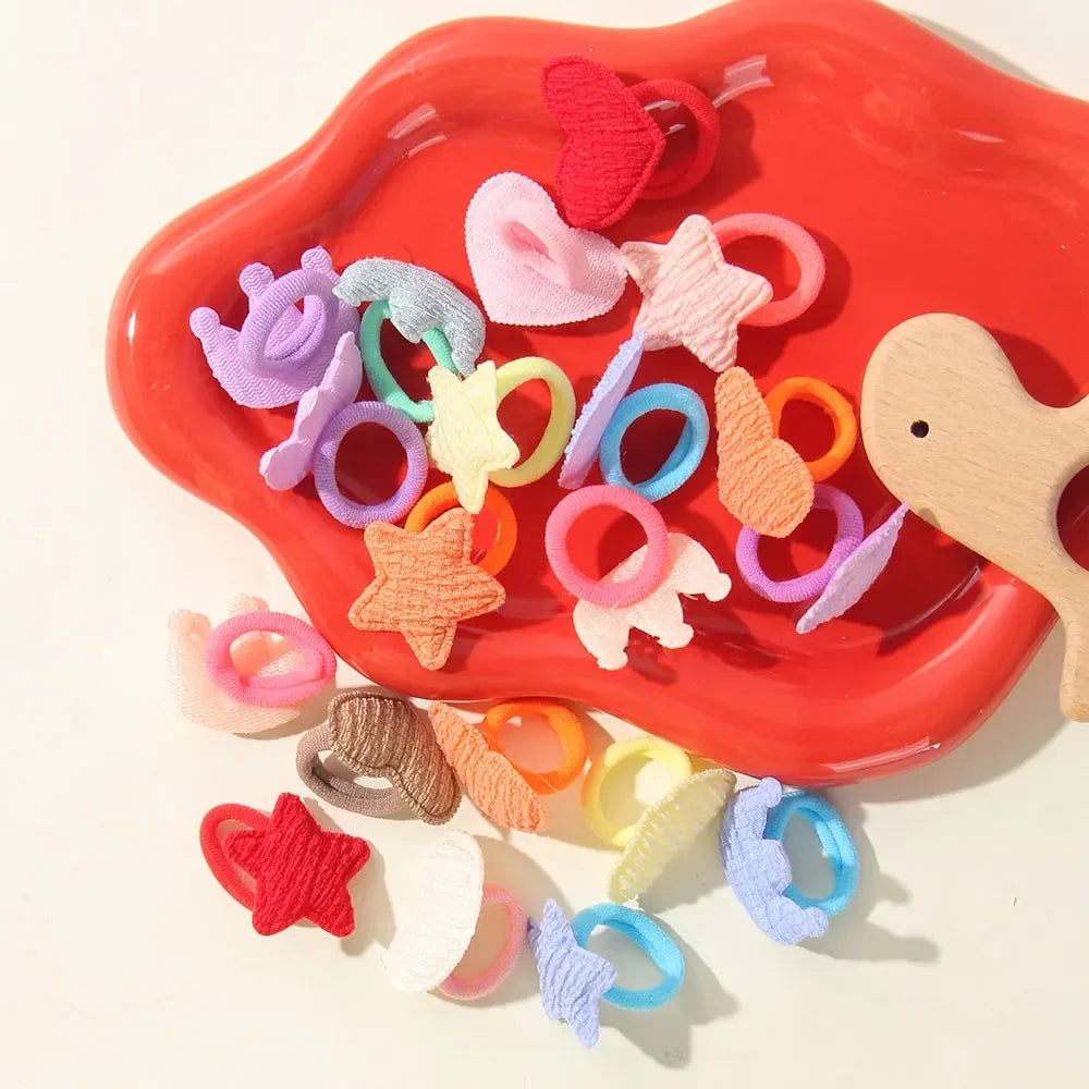 10/30Pcs Children Hairbands No Harm Hair Cartoon Towel Rope Ponytail Holder Kids Mini Rubber Band Headwear Girls Halloween Gift