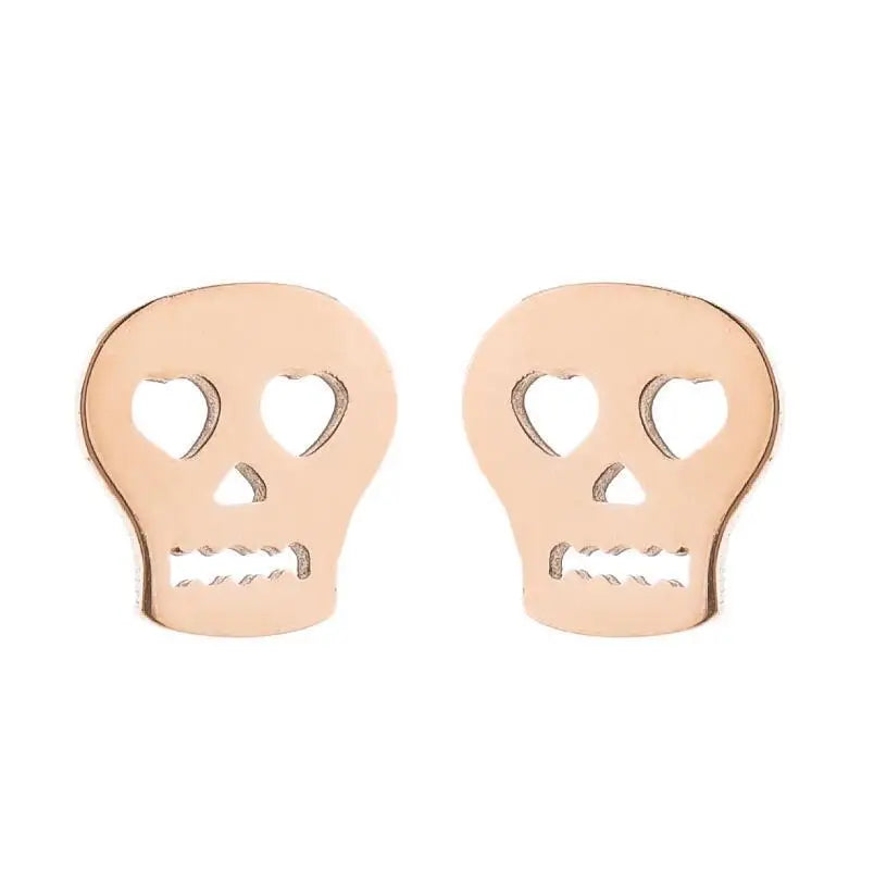 Skull Stud Earrings – Stainless Steel Gothic Earrings for Women