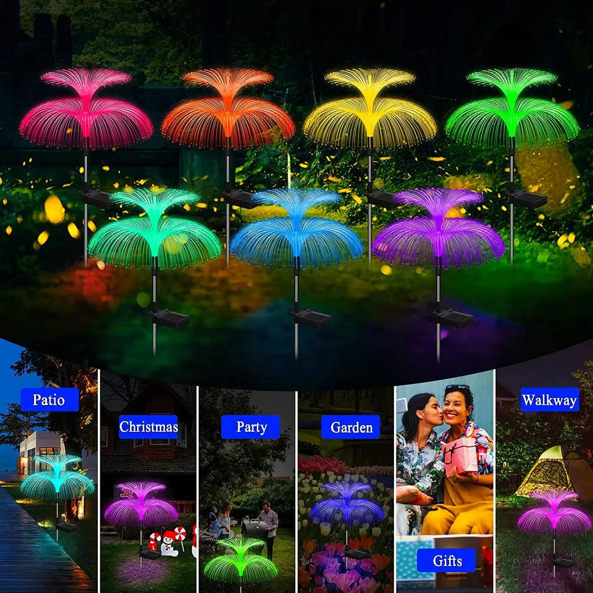 Solar Garden Lights 7 Color Changing Jellyfish Pathway Lights