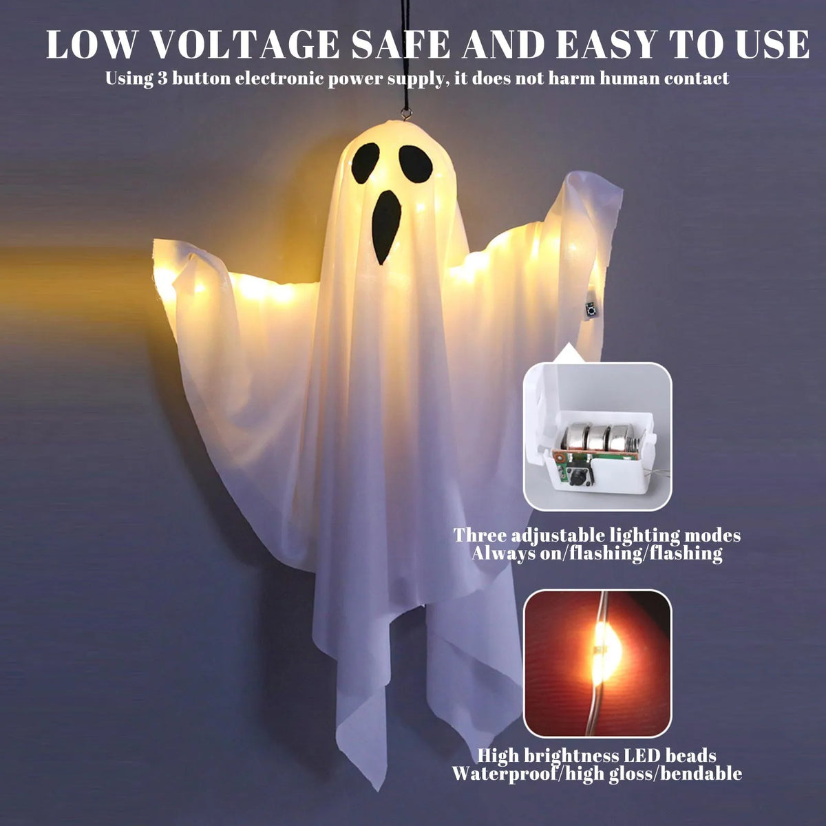 Halloween Ghost Decoration Hanging Light-Up Ghost for Party Decor