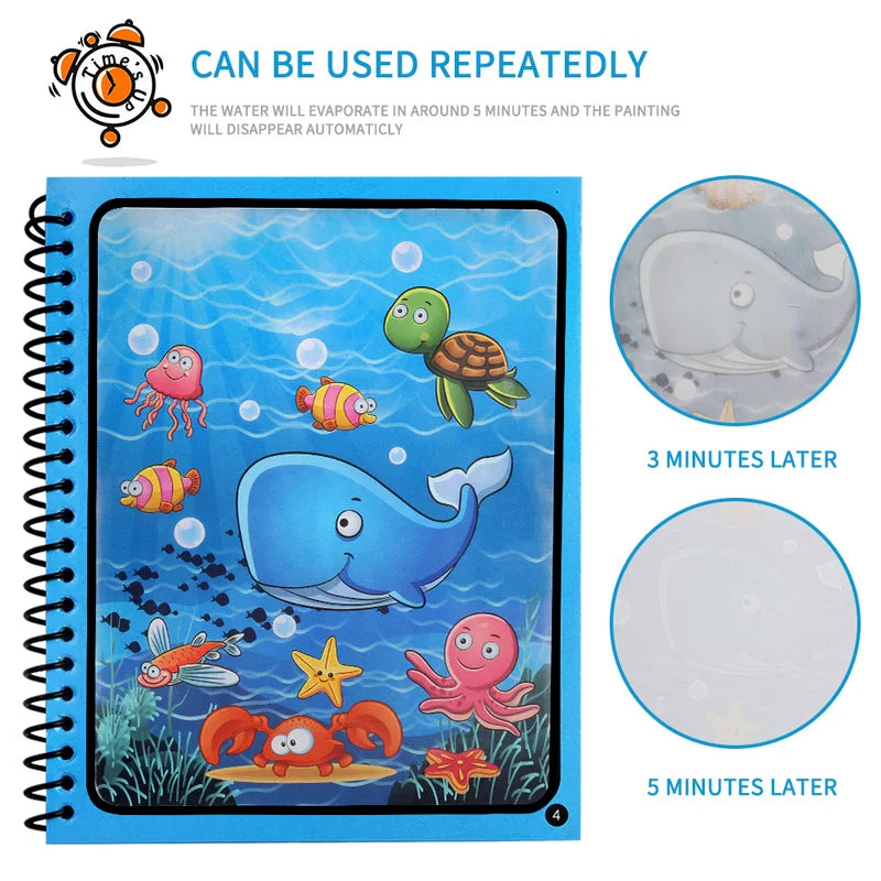 Reusable Water Coloring Book – Magic Drawing Book for Kids