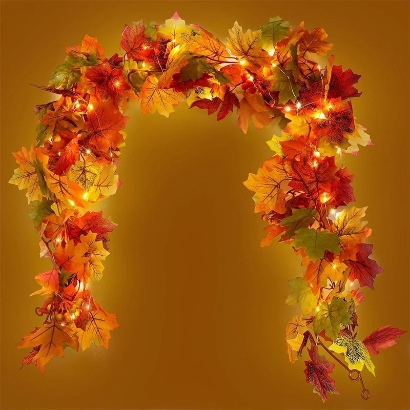 Artificial Maple Leaf Wreath – 200CM Autumn Hanging Decor