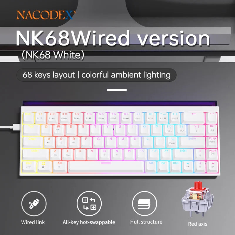 Mechanical Gaming Keyboard – 68 Key RGB Wired Keyboard
