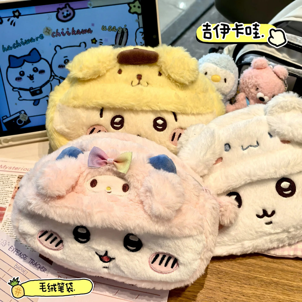 Anime Plush Pencil Case – Kawaii Large Capacity Stationery Case