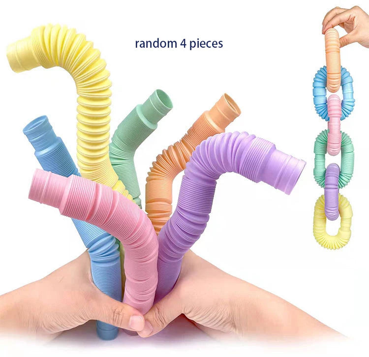 4 Pack Pop Tube Fidget Toy – Colorful Sensory Stretch Tubes