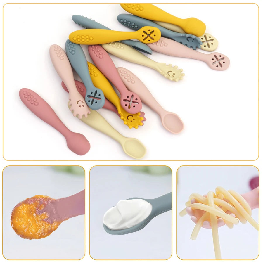 Baby Feeding Spoons – 3PC Silicone Toddler Weaning Utensil Set