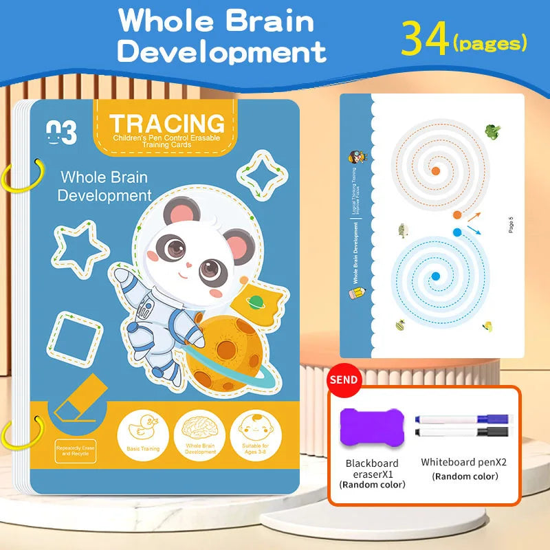 Reusable Tracing Workbook for Kids – Drawing & Writing Practice