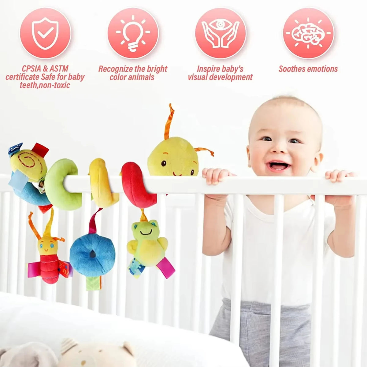 Baby Crib Hanging Toy – Spiral Stroller Rattle Activity Toy