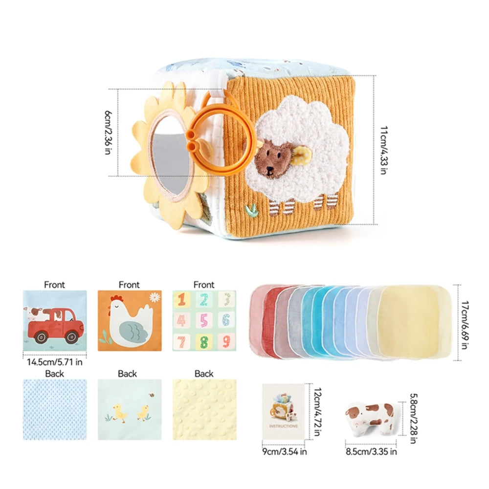 Montessori Tissue Box Toy – Baby Sensory Cloth Busy Cube