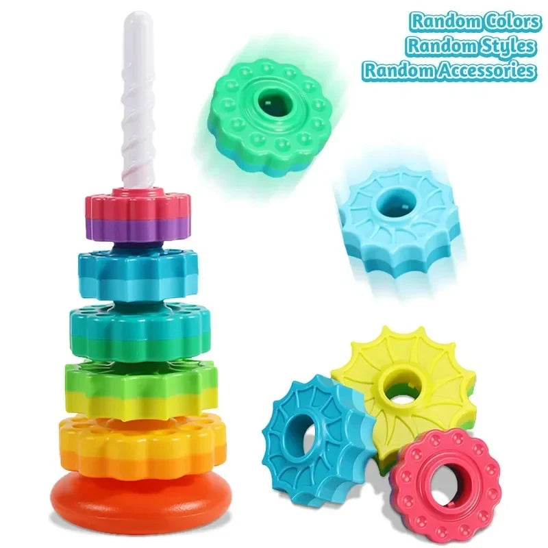Rainbow Stacking Toy – Colorful Rotating Ring Tower for Toddlers