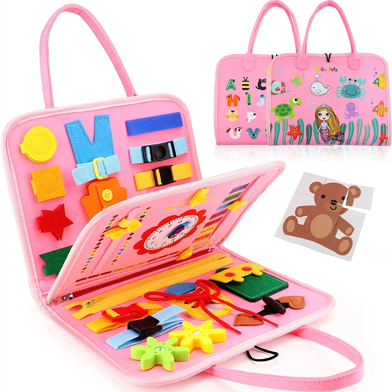 Montessori Busy Board 7-in-1 Toddler Sensory Activity Toy