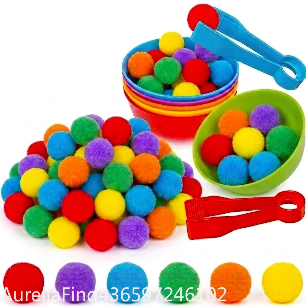 Color Sorting Counting Toy – Rainbow Bowls & Tweezers Learning Set