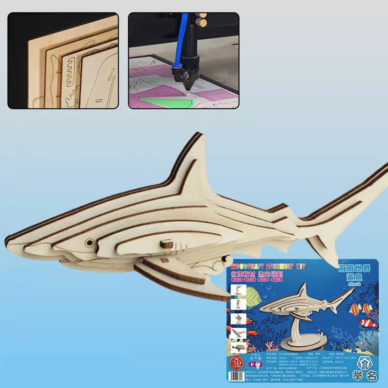3D Wooden Animal Puzzle – DIY Assembly Model Kit
