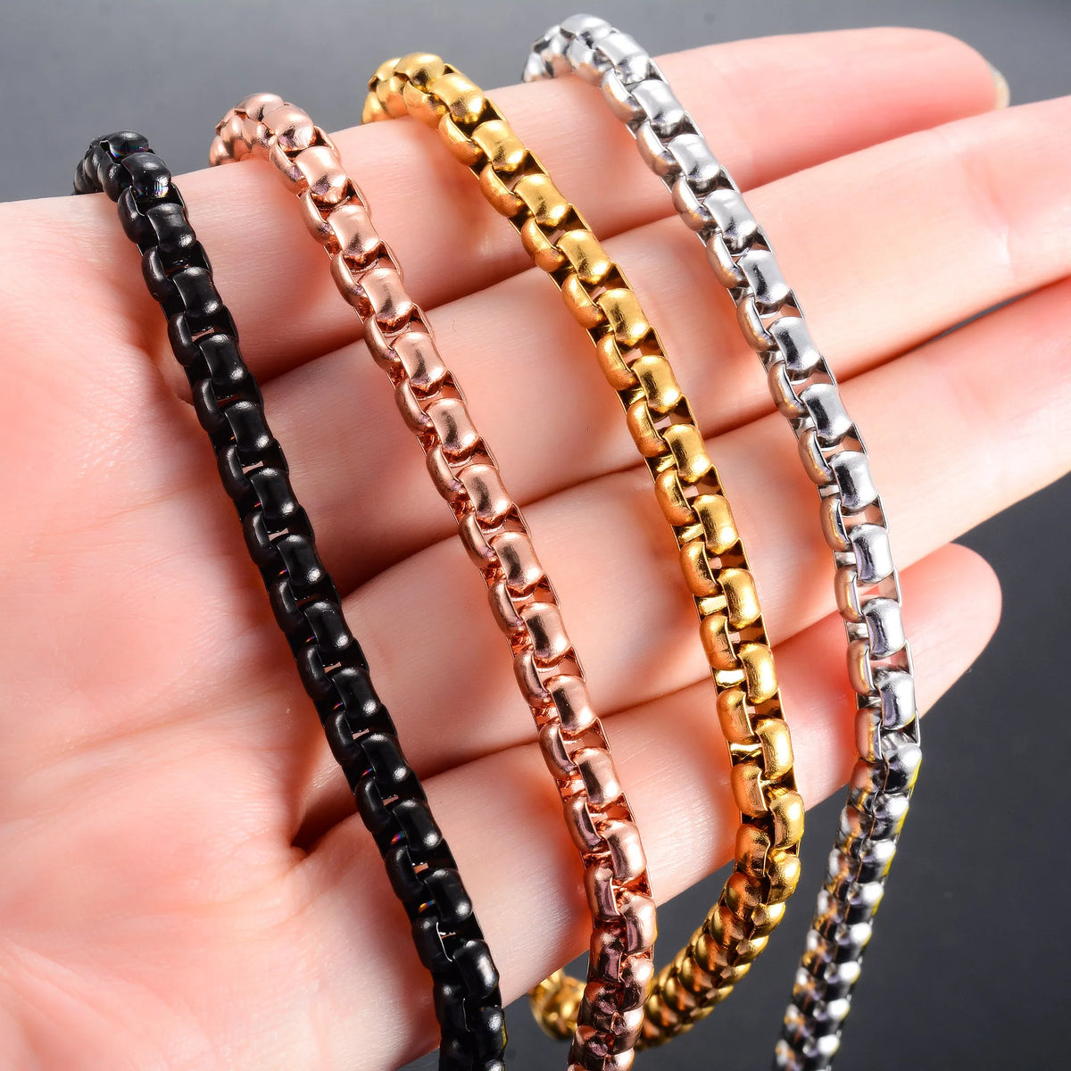 Stainless Steel Box Chain Necklace – 14–40 Inch