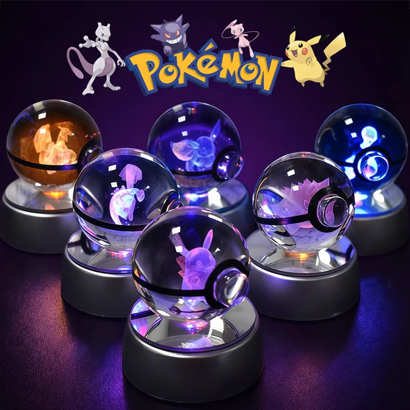 3D Crystal Ball Night Light – Glass LED Decorative Lamp