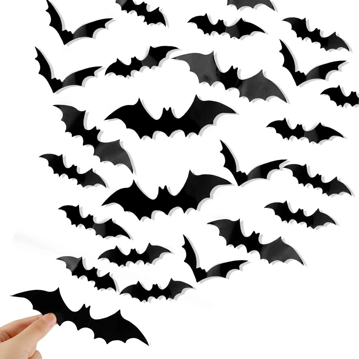 Halloween Bat Decorations, 12PCS Hanging Plastic Bats for Outdoor Decor
