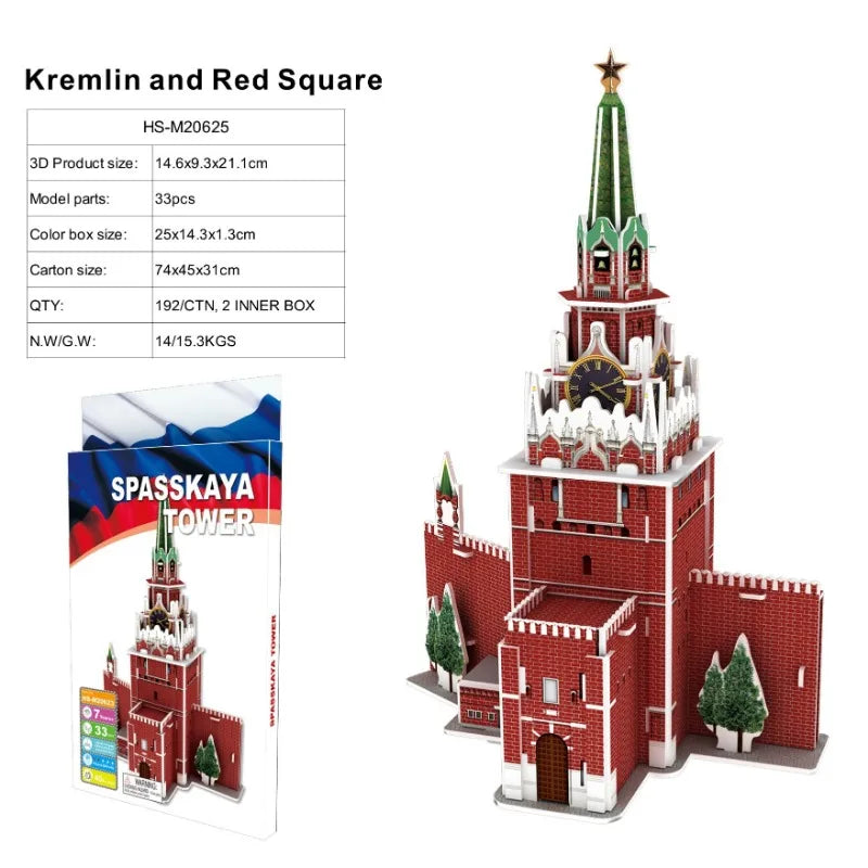 3D Architectural Puzzle Landmark Paper Building Model for Kids