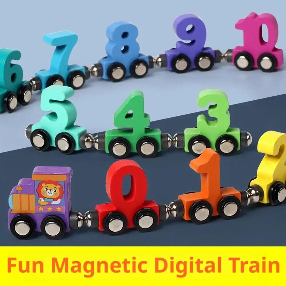 Magnetic Number Train Set – Wooden Educational Building Blocks