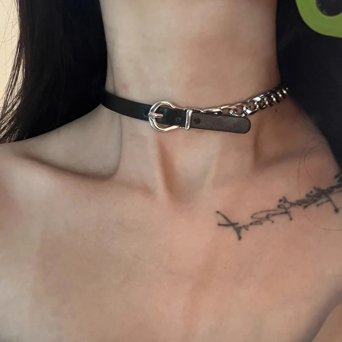 Gothic Leather Choker – Y2K Punk Necklace for Women