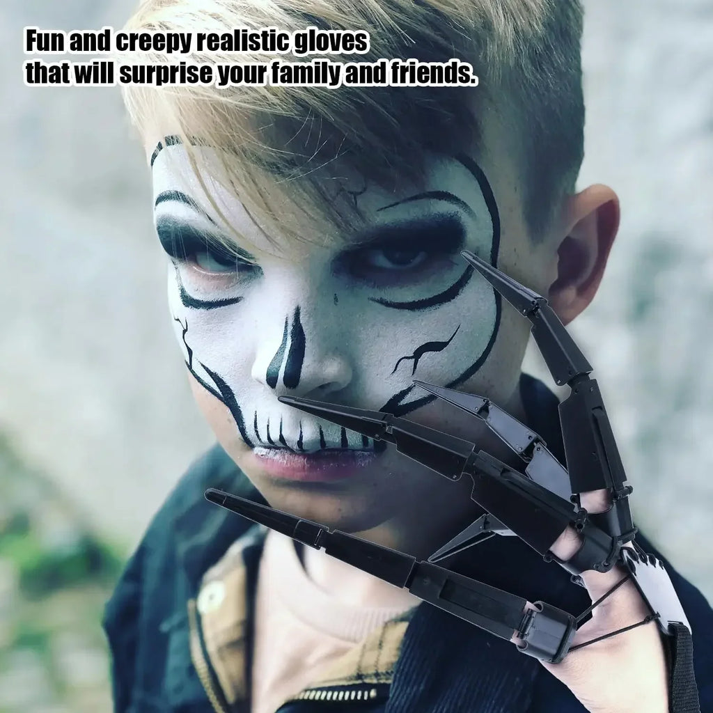 Halloween Skeleton Hand Prop, Articulated Finger Glove for Cosplay