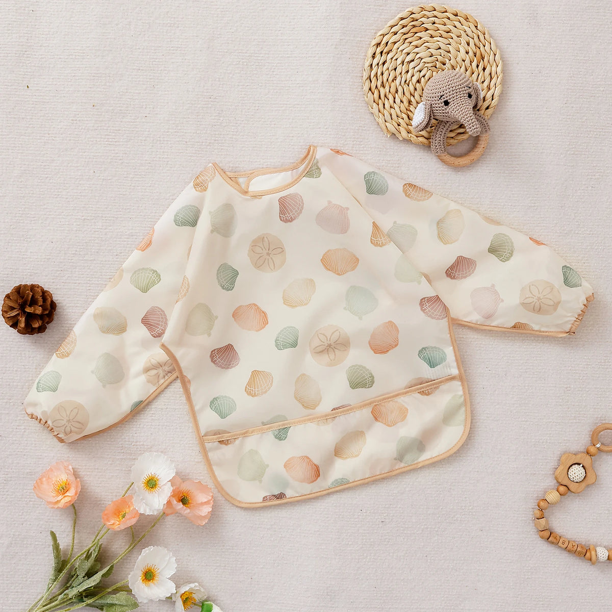 Long Sleeve Baby Bib – Waterproof Washable Feeding Bib for Toddlers