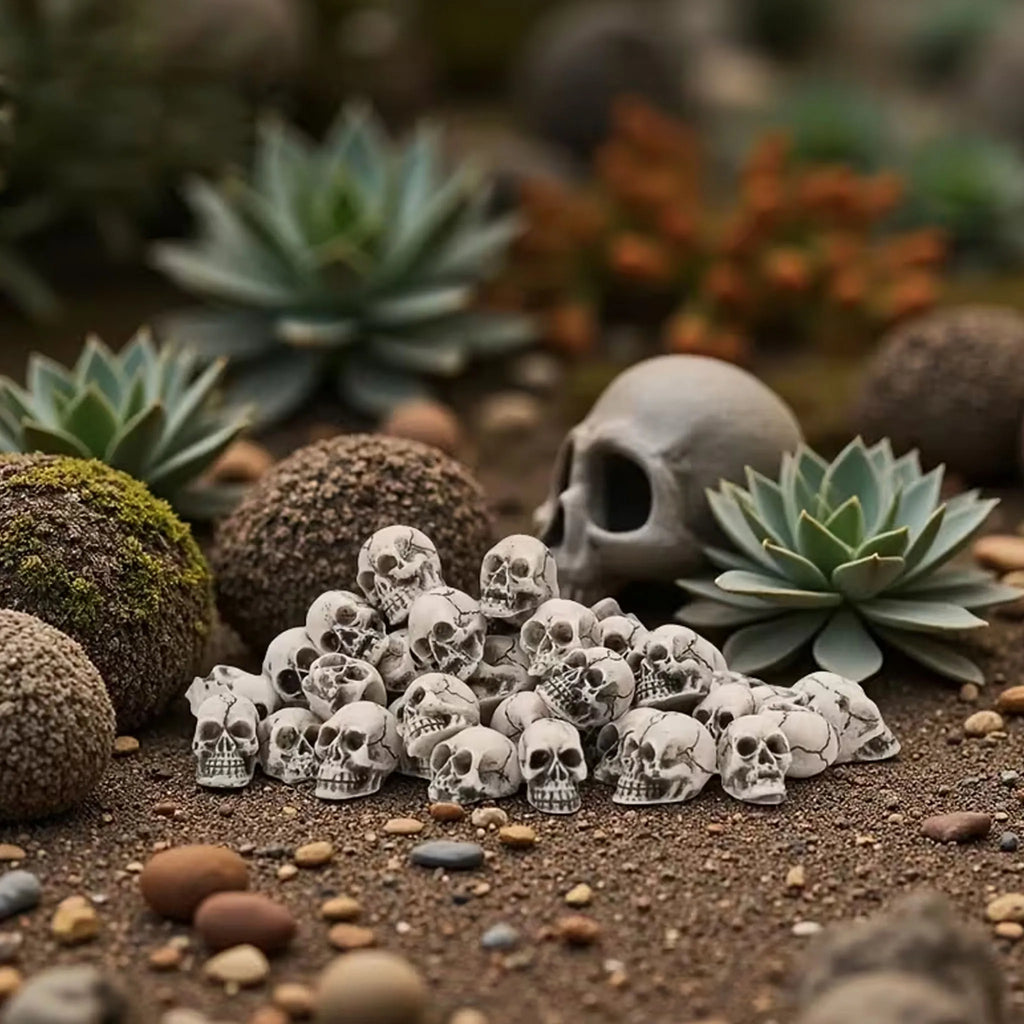 20 PCS Unique Halloween Skull Decoration Flower Pots - Mini Skull Decorations, Home Decoration Statues, Outdoor Statues, Cute Ga