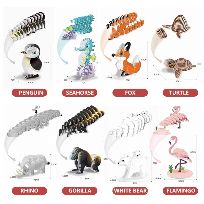 3D Dinosaur Puzzle DIY Paper Animal Model Assembly Toy