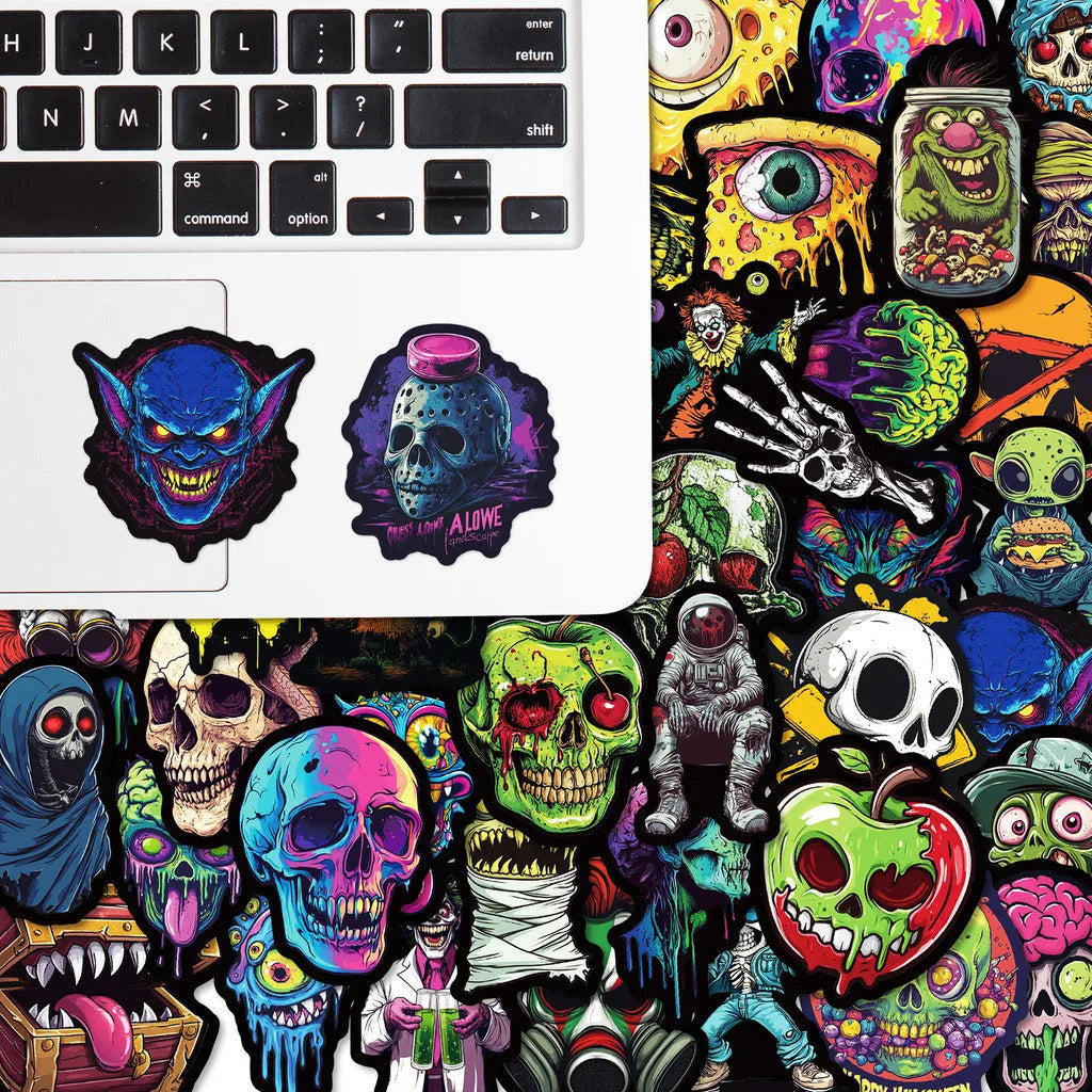 50PCS Colorful Skull & Ghost Face Graffiti Stickers - Unique Creative Decor for Halloween Festivals RecordingYourLife Store