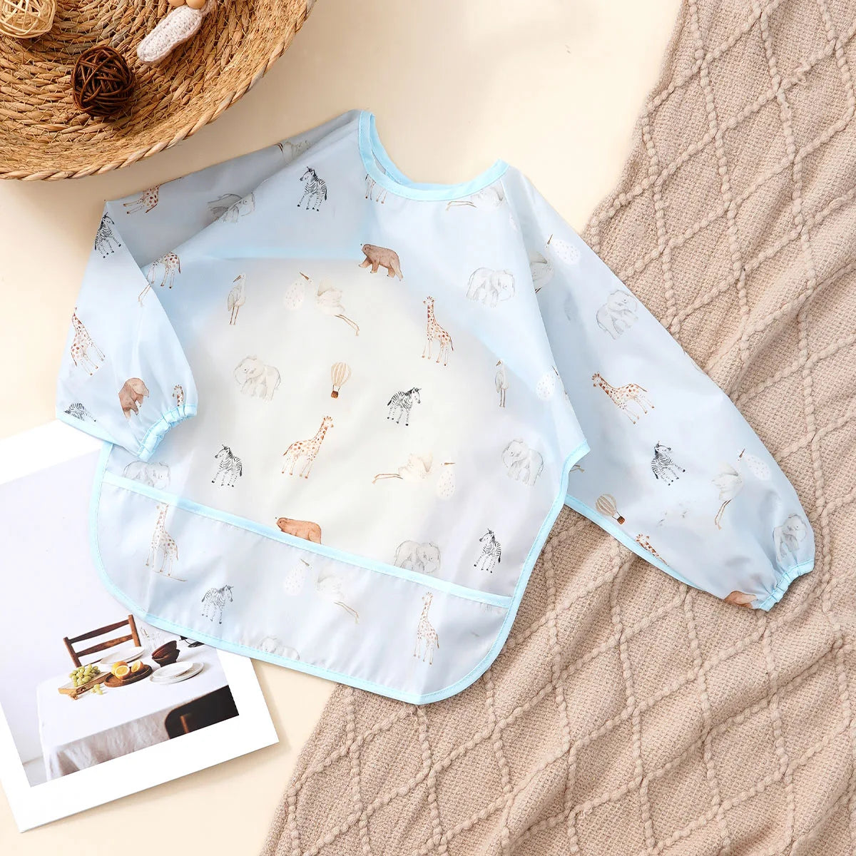 Long Sleeve Baby Bib – Waterproof Washable Feeding Bib for Toddlers