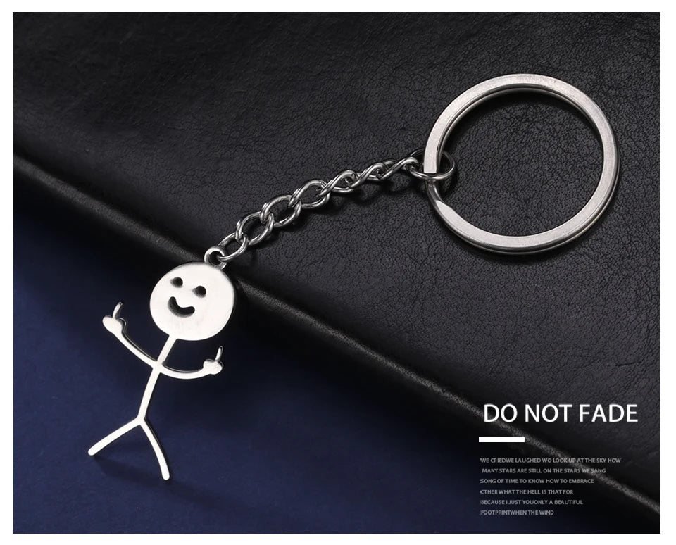 Middle Finger Keychain Stainless Steel