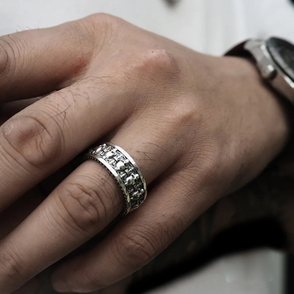 Gothic Skeleton Ring for Men Vintage Punk Halloween Jewelry