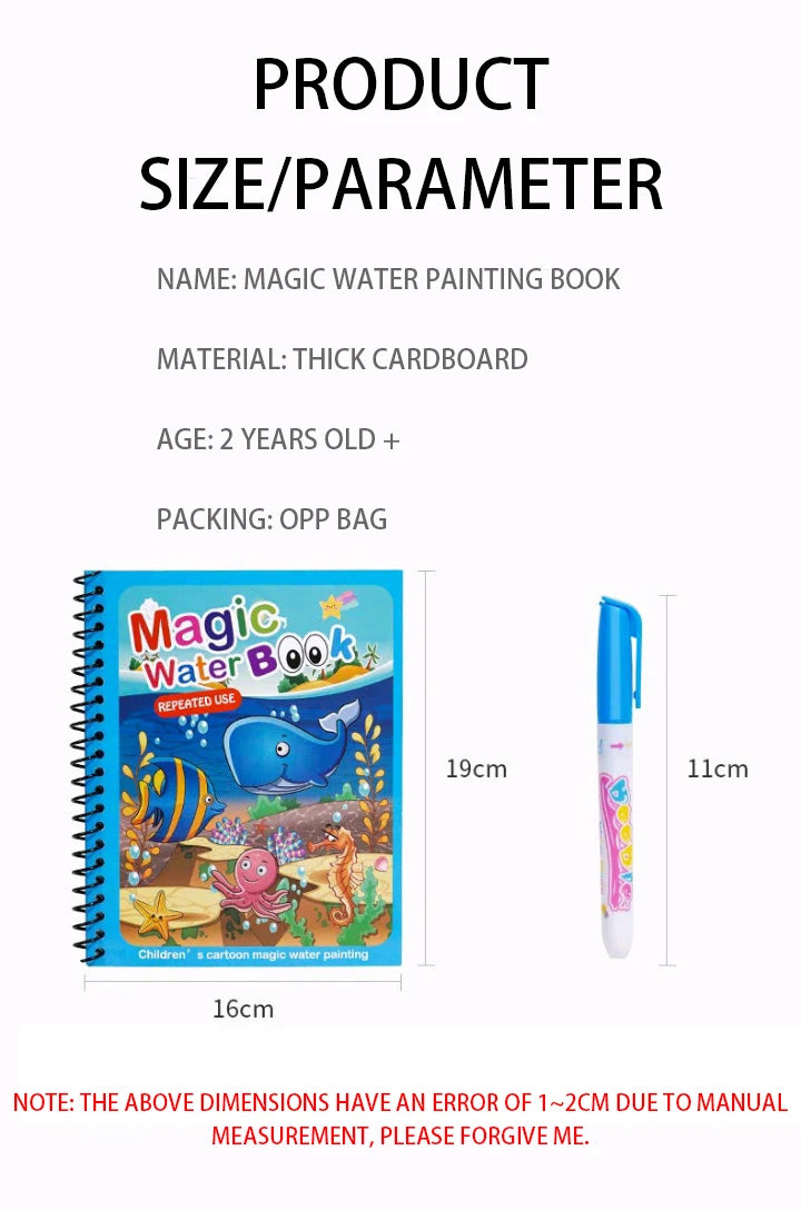 Reusable Water Coloring Book – Magic Drawing Book for Kids