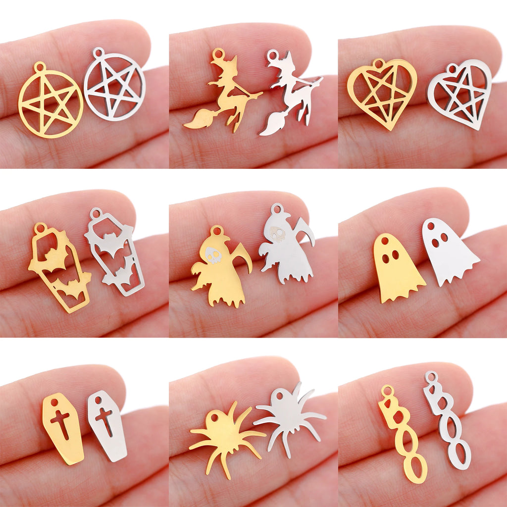 Halloween Charm Pendants Skull Pumpkin Bat Witch Jewelry