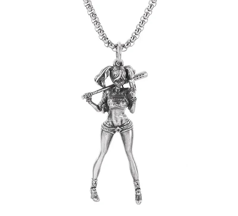 Gothic Scythe Necklace for Men Punk Halloween Pendant Jewelry