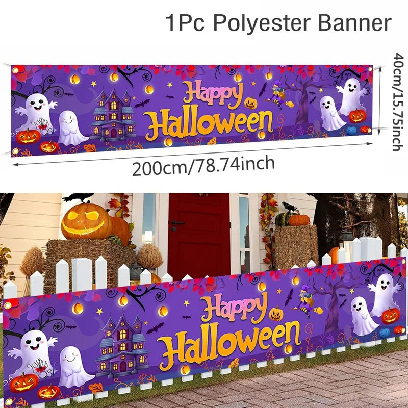 Halloween Pumpkin Banner – Ghost Party & Outdoor Decorations