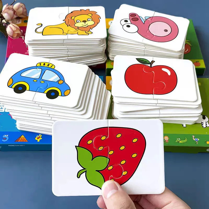 Montessori Puzzle Cards – 16-Piece Toddler Matching Game