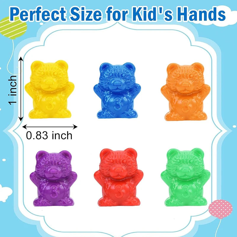 Counting Bears Sorting Toy with Bowls & Tweezers for Preschool Learning