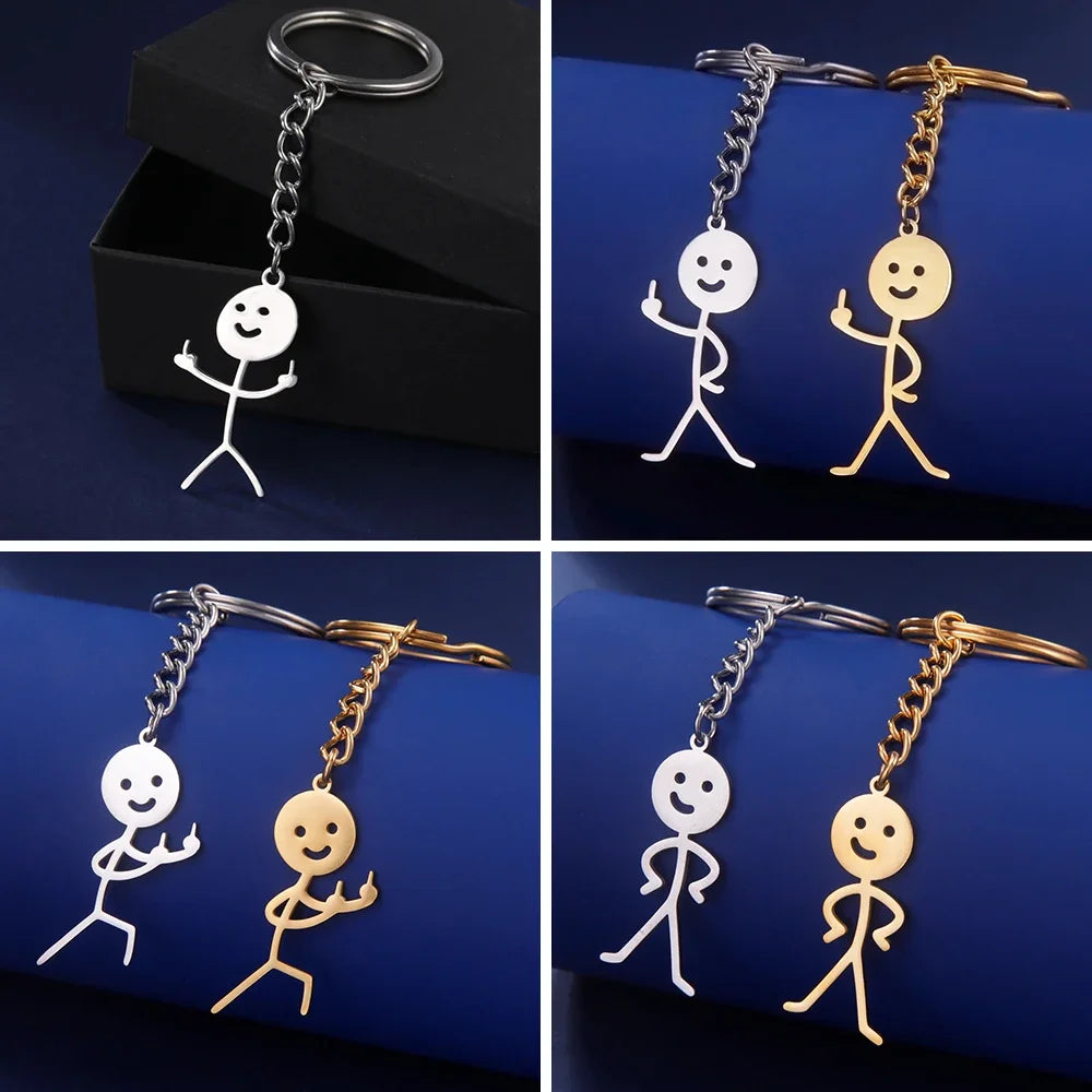 Middle Finger Keychain Stainless Steel