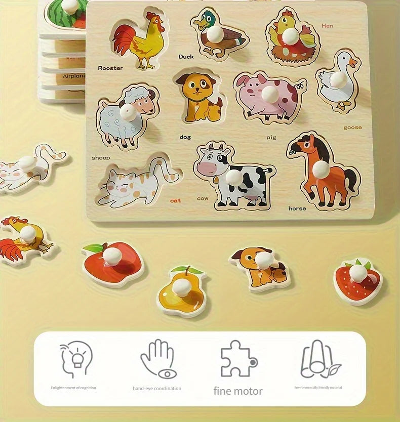 Montessori Geometry Puzzle Board – Wooden Shape Matching Puzzle