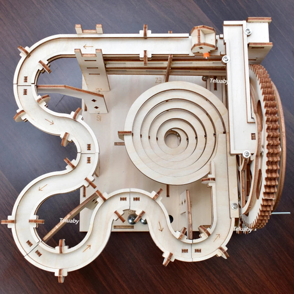3D Wooden Puzzle Marble Run – Mechanical Model Building Kit