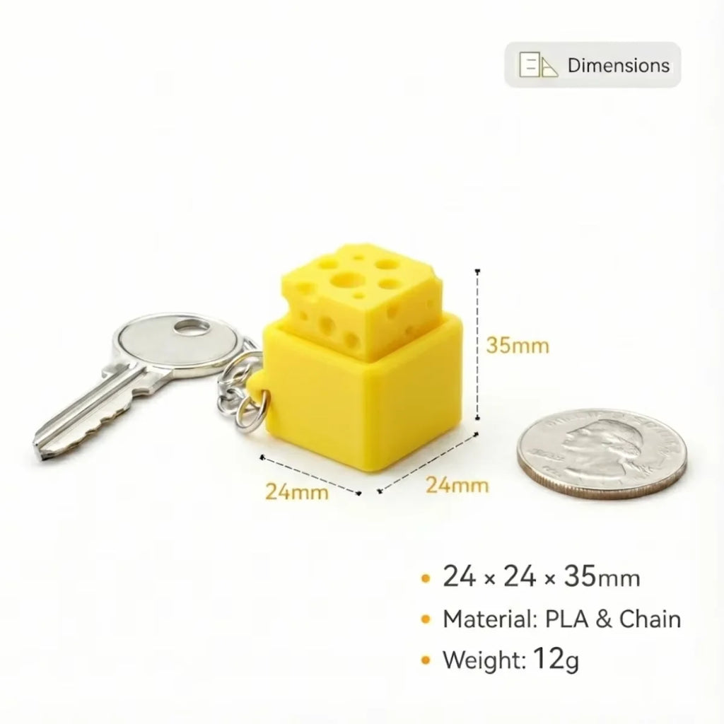 Mini Cheese Keychain Fidget – Clicker Stress Relief Keycap