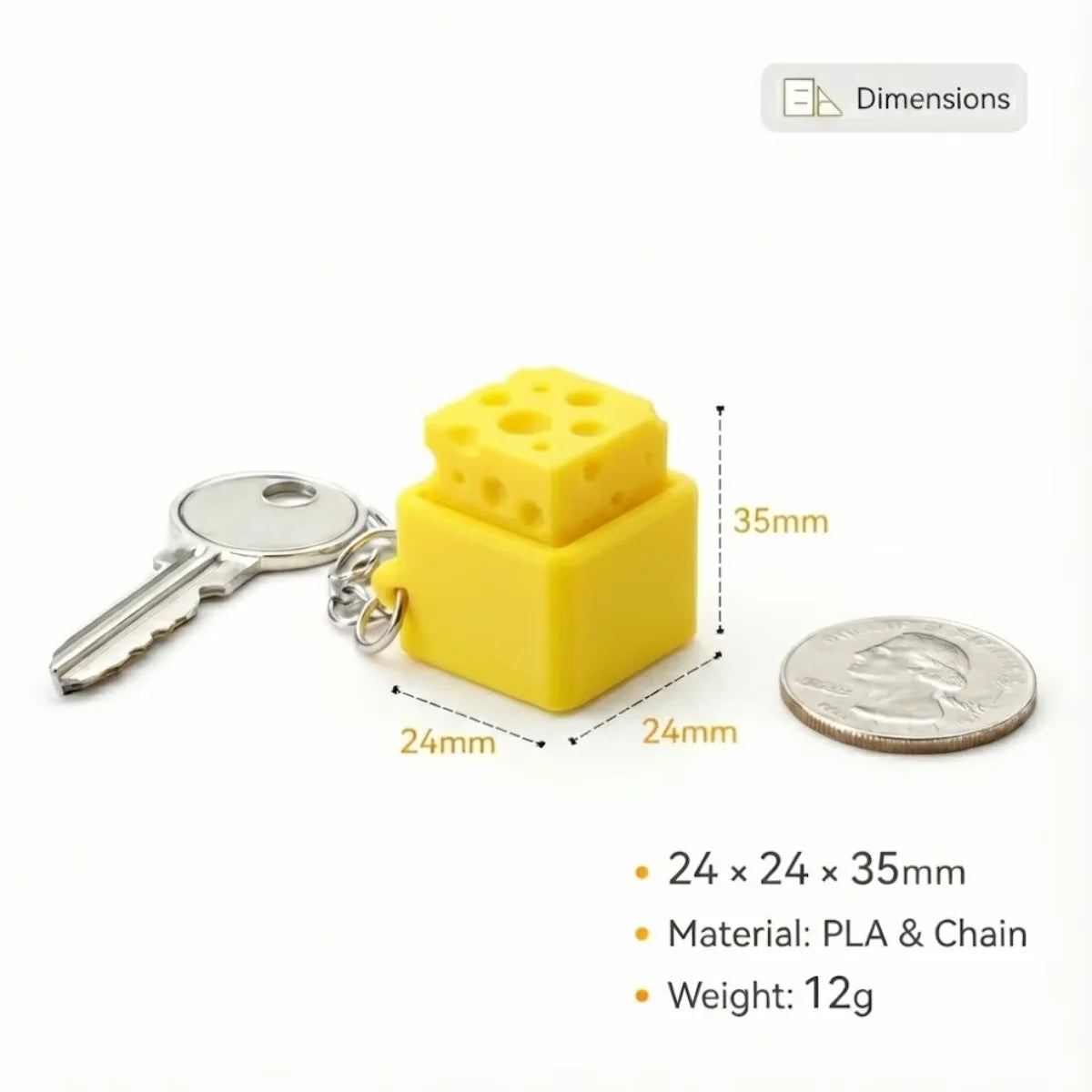 Mini Cheese Keychain Fidget – Clicker Stress Relief Keycap